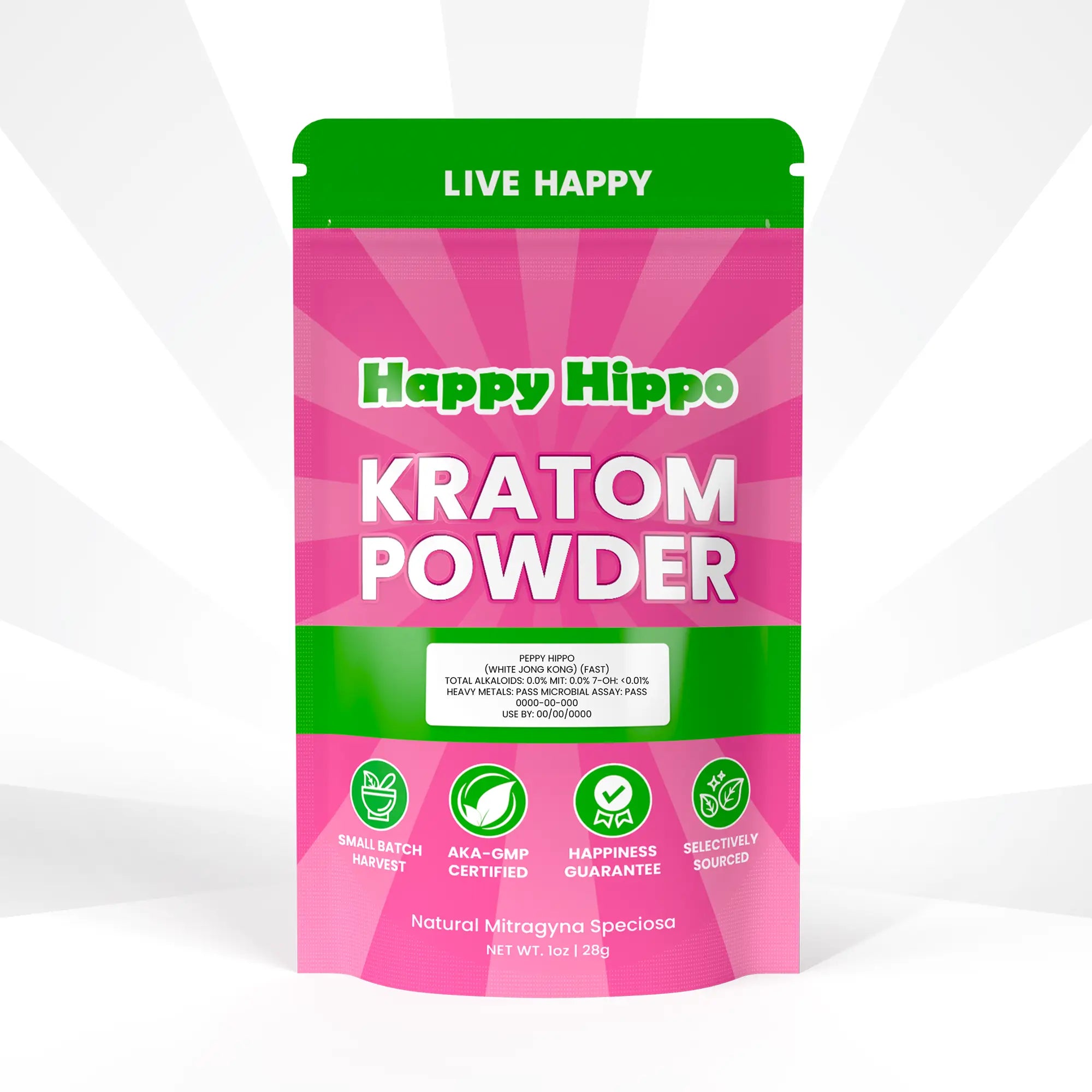 White Jong Kong Kratom Powder and Capsules | Happy Hippo