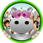 Forum avatar depicting gray hippo character wearing pink heart shaped sunglasses, and standing in front of a crowd of adoring fans.
