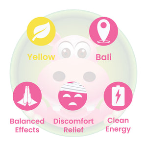 Infographic Details for Happy Hippo Yellow Vein Bali Gold Kratom (Royal Golden) Powder. Leaf color: Yellow Vein. Kratom Strain Origin: Bali. Kratom Effects resonate with Clean Energy, Balanced Effects, and Relief from Physical Discomfort.