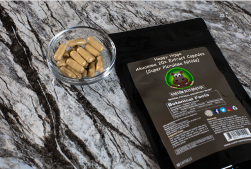 Featured image of resealable packet of Happy Hippo Herbals Akuamma Capsules product