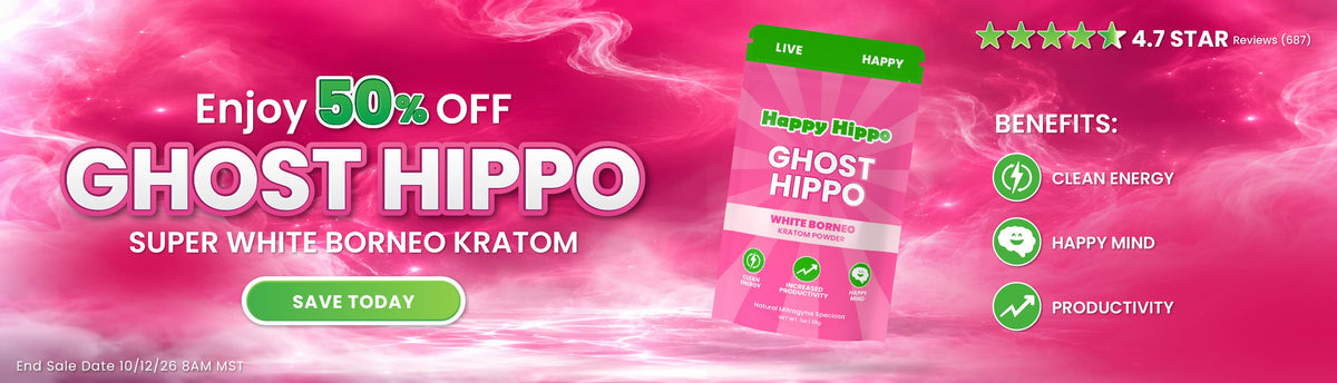 Ghost Hippo - White Borneo Kratom 50% Off Sale