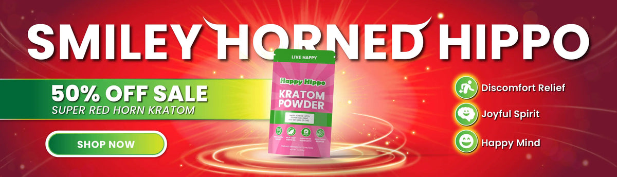 Smiley Horned Hippo (Super Red Horn Kratom) Sale - Enjoy 50% OFF Until Wednesday!
