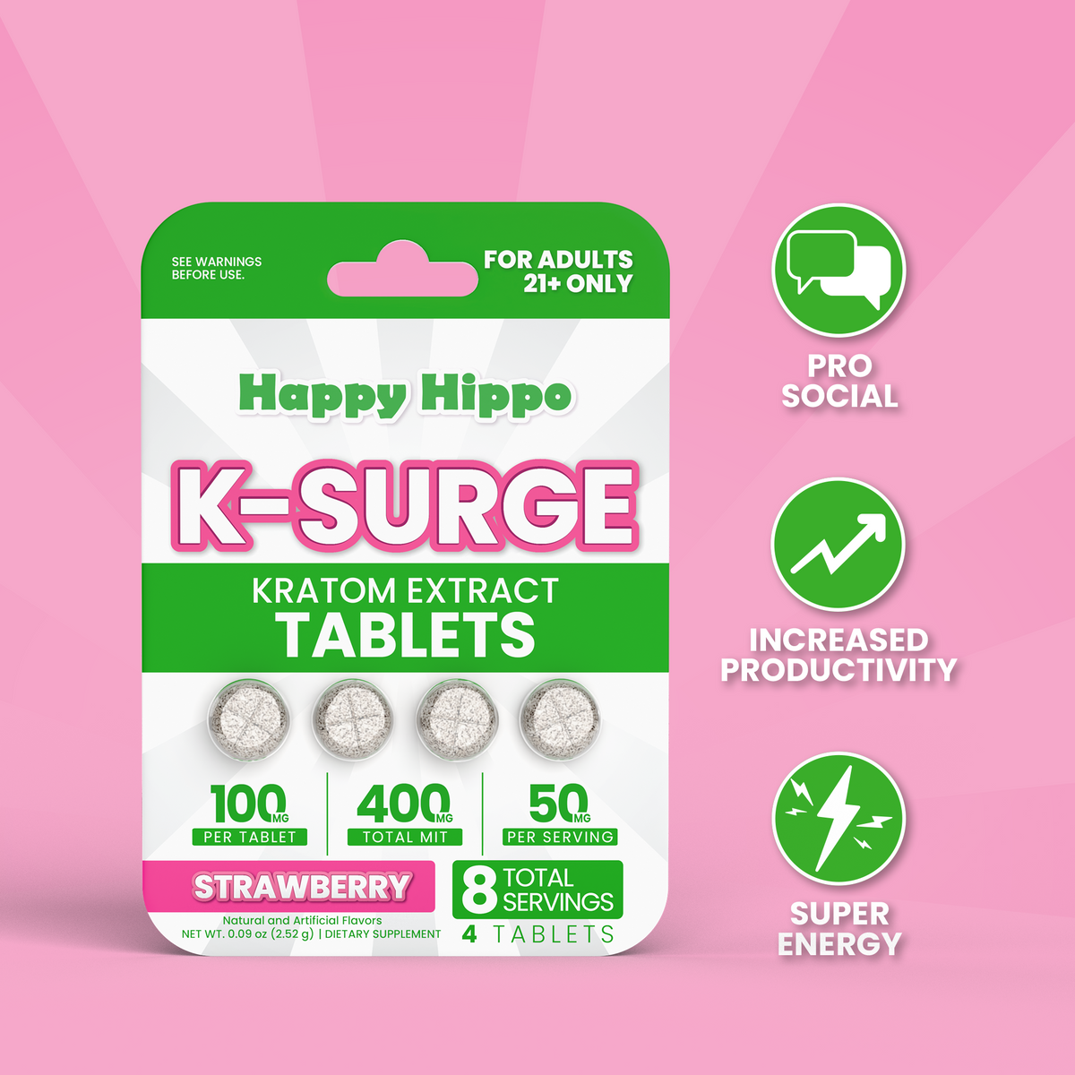 (NEW) K-Surge Kratom Extract Tablets (4 Count Pack)
