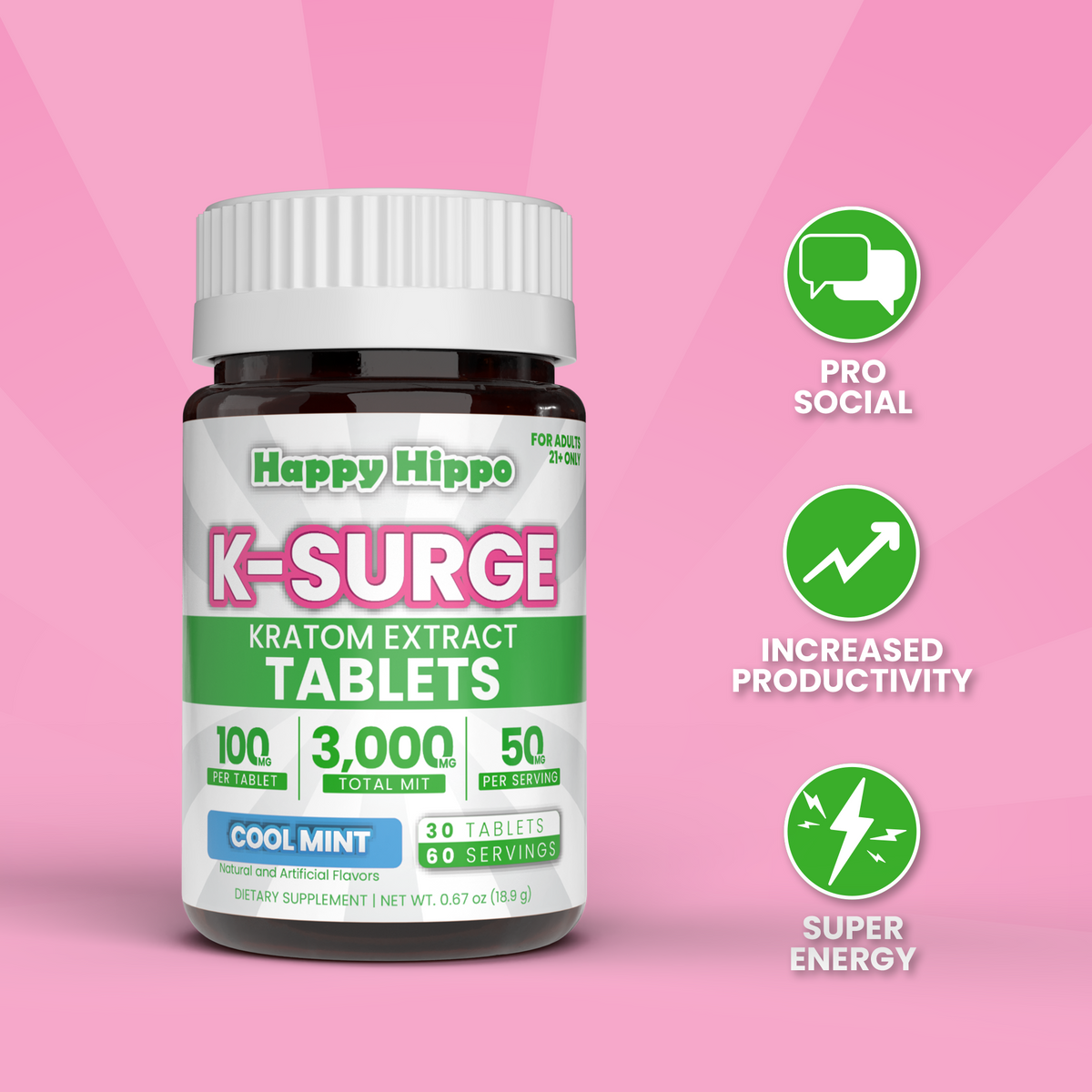 (NEW) K-Surge Kratom Extract Tablets (4 Count Pack)