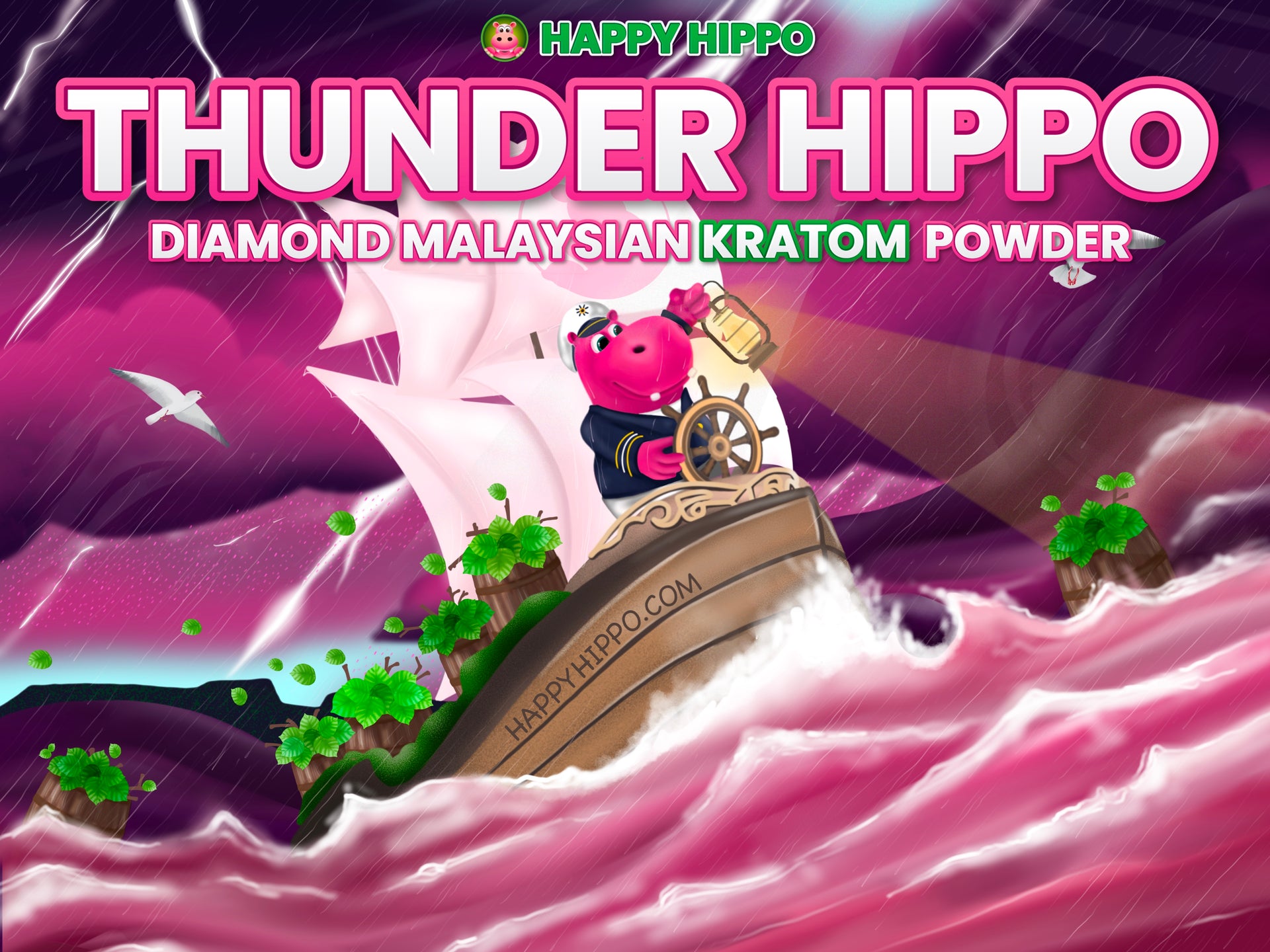 Buy White Vein Malay Kratom Powder Happy Hippo Herbals