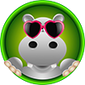 Avatar image of Gray Hippo Character wearing pink heart-shaped sunglasses