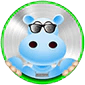 Forum avatar depicting blue hippo character wearing sunglasses against a platinum white background.