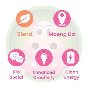 Infographic Details for Happy Hippo Green, Red and Yellow Vein Maeng Da Kratom Powder. Leaf color: Blended, Green, Red, and White. Kratom Strain Origin: Maeng Da. Kratom Effects resonate with Pro Social, Enhanced Creativity, and Clean Energy.
