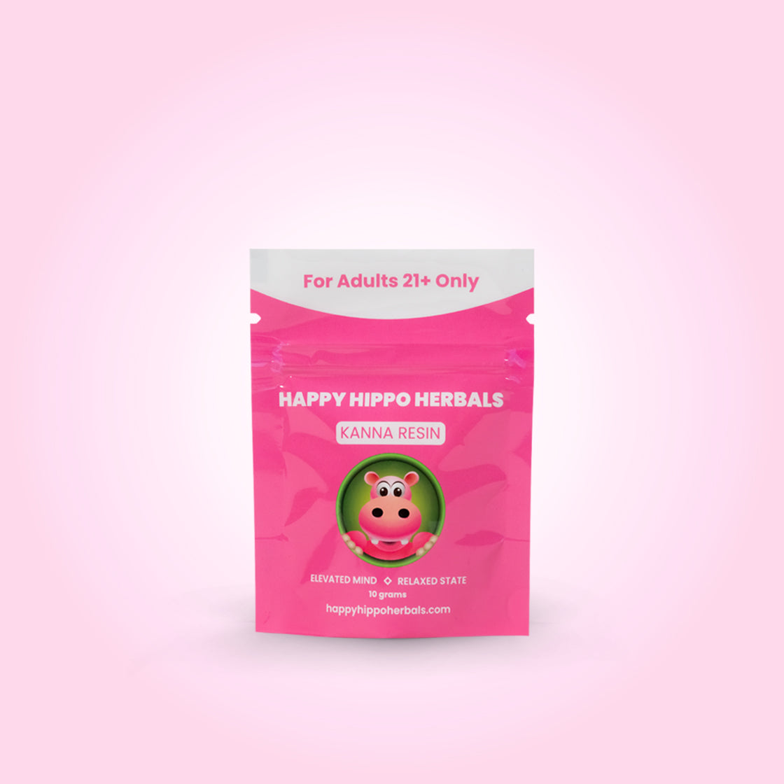 Featured Image depicting a 10-gram pink packet of Happy Hippo branded Kanna Resin Extract. Perfect for an Elevated Mind and attaining a Relaxed State.